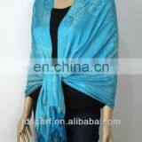 sky-clearing blue artificial Viscose silk scarves