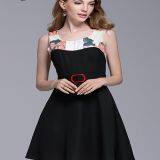 Black Sleeveless Midi Dress With Waist Band thumbnail-2