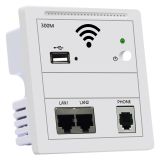 300M Eu-standard type in Wall AP for smart Hotel Embedded Access Point Wi-Fi Wireless POE Supported Wireless Router Repeater White/Champagne