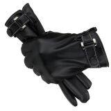 Imitation leather long finger Pu men's touch screen, touch control winter warm gloves