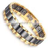Gold Tungsten And Ceramics Carbide Magnetic Therapy Link Bracelet for Arthritis Pain Relief thumbnail-6