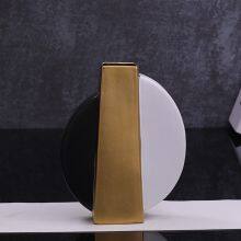 Half Moon Black White Gild Modern Simple Jingdezhen Ceramic Flat Vase For Home Study thumbnail-4