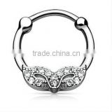 Masked ball GEM 316L surgical steel septum clicker nose piercing Body Jewelry