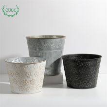 CUUC Embossed Christmas Tin Bucket Flower Pot for Home Decoration thumbnail-5