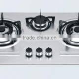 three burner stainless steel gas hob