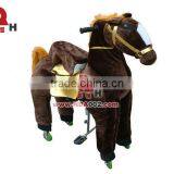 QHKR09 Dark Brown Horse Mechanical Kiddie Ride Without Electricity for Sale