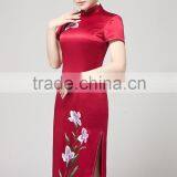 Handmade Silk Embroidery Qipao /Cheongsam in Pure Mulberry Silk thumbnail-1