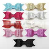 Hot selling glitter large hair bows with clips Baby Hair Accessories girl solid sparkly hair bow leather hair bow CB-3627