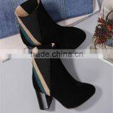 Thick High Heel Rubber Boots Women Lady Gaga Heels Suede Boots thumbnail-3