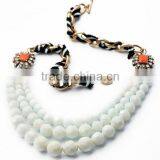 Triple Strand White Bead Necklaces Summer Jewelry thumbnail-2