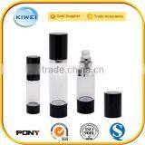 Airless Pump Bottles Clear Body Black Gloss Cap 15ml, 0.5oz thumbnail-1