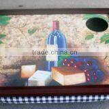 Kaifeng Hot Sell Pine Wood Wooden Lap Tray With Cushion ,with Cup Hole thumbnail-3