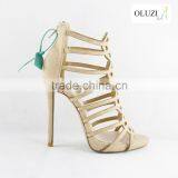 OLNS004 Classics Ladies Black High Heel Dress Sandals Suede Platform Heels Metal Strap Decorated Women Sandals Shoes thumbnail-1
