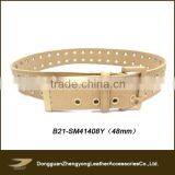 Beige Color Rivets Plastic Buckle Perforated Canvas Belts