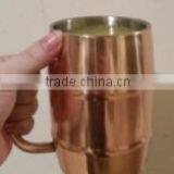 Barrel Shaped Double Walled Mug With Copper Plating With Lid thumbnail-3