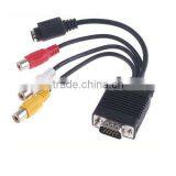 PC Computer VGA to TV S-Video RCA AV 3 Adapter Cable