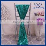 SH005C Nice new wedding emerald green sequin chair sash with flower