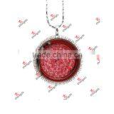 Alloy 30mm Rhinestone Round Plates Lockets Necklace Christmas Gifts thumbnail-5