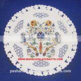 White Marble Decorative Stone Plate With Semi Precious Stone Inlay Work thumbnail-1