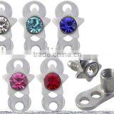 Charming crystal 316L stainless Jeweled Dermal Anchors body piercing jewelry