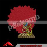 Beautiful Red Hair Glitter Afro Gilr Rhinestone Transfers Iron On Tshirts
