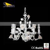 SD0800-5B Pearl White Wrought Iron Countryside Style Ceramic Flower Chandelier for Girl's Room thumbnail-1