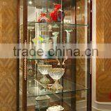 Luxury French Baroque Style Living Room Wine Cabinet/ Classic Glass Double Door Display Cabinet/ Brass Decorative Vitrine thumbnail-1