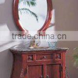 Solid Wood American Style Bathroom Cabinet With Marble Top and Sink thumbnail-1