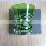 Elegant Rough Edge Black Slate Coaster With Glass Tumbler thumbnail-4
