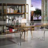 Modern Style Simple Designs Acrylic Color Wenge Wood Office Desk Glass Legs For Office thumbnail-1