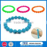 Free sample!!colourful silicone bead bracelet, cheap custom silicone bead wristband, silicone rubber ball bracelet band