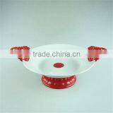 Cheap Price Ceramic Cake Stand With Plastic Handle and Feet in Stock thumbnail-1