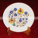 Marble Flower Inlay Antique Plate Pietra Dura Art Work thumbnail-1