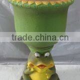 Knock-down Outdoor Garden Fiber Glass Clay Frog Flower Planter Pots thumbnail-1