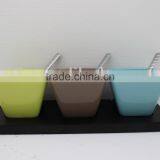 Colorful Wooden Snack Tray With Ceramic Bowl and Stainless Steel Spoon thumbnail-1