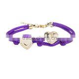 Double Hearts Wax Cord Braided Bracelet Handmade Friendship Bracelet thumbnail-4