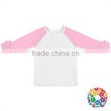 Long Pattern Ruffle Sleeve Raglan T Shirt Cotton Baby Girls Shirts Soft Touch Girls Raglan T Shirt thumbnail-5
