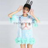 Kitten Printed Dress Chiffon Dress Sublimation Print Dress thumbnail-1