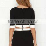 Fully Lined Bodycon Fit Black Two Piece Evening Dress Wholesale Evening Dresses thumbnail-4