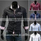 Stylish Contrast Color Slim Fit Dress Shirt thumbnail-2