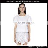 Oem Womens Chiffon Blank T-Shirts Wholesale Short Sleeve Fashion O Neck White T Shirts thumbnail-1