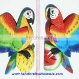 Balsa Wood Big Colored Parrot Original Hand Crafted Home Wall Decor Figurines, Carvings Sculpture of Ecuador