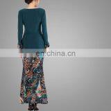 Hotsale Elegant Baju Kurung Islamic Abaya Maxi Dress Simple Muslim Clothing Long Dress Peplum Midi Kurung In Emerald Green thumbnail-3