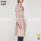 OEM Factory Faux Suede Trench Coat for Women Flowing Lapel Collar Design Trench Coats thumbnail-3