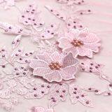 Dot Com Pink Pearls Tulle Lace Fabrics 3d Flowers Embroidery Designs African French Lace thumbnail-3
