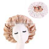 Womens Solid Satin Bonnet Elastic Band Turban Shower Cap For Hotel Silicone Shower Cap Baby Night Sleep Hat Hair Loss thumbnail-7