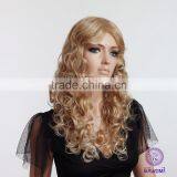 3010B Cheap Long Wave Synthetic Lady Stars Hair Wig thumbnail-4