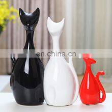 Cat Shape Black ,white,red Three Kind Color Ceramic Craft for Table Decor thumbnail-2