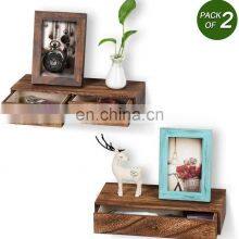 Display Nightstand Set of 2 Floating Shelf With Drawer