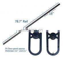 Soft Closing Flat Track U Shaped Black Kitchen Cabinet Bedroom Furniture Hang Sliding Barn Door Hardware Kit System thumbnail-5